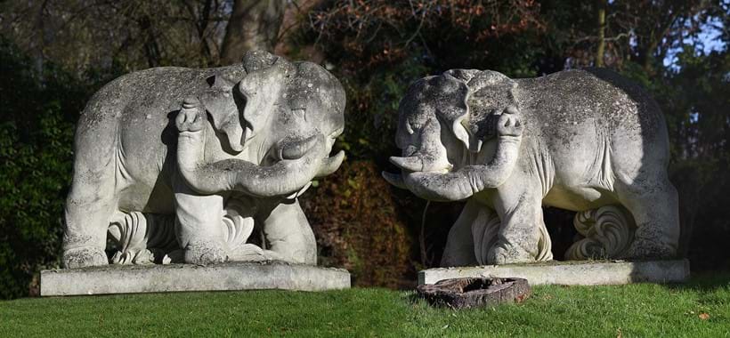 Inline Image - Lot 516: A pair of monumental carved stone elephants, 20th century | Est. £8,000-12,000 (+ fees)