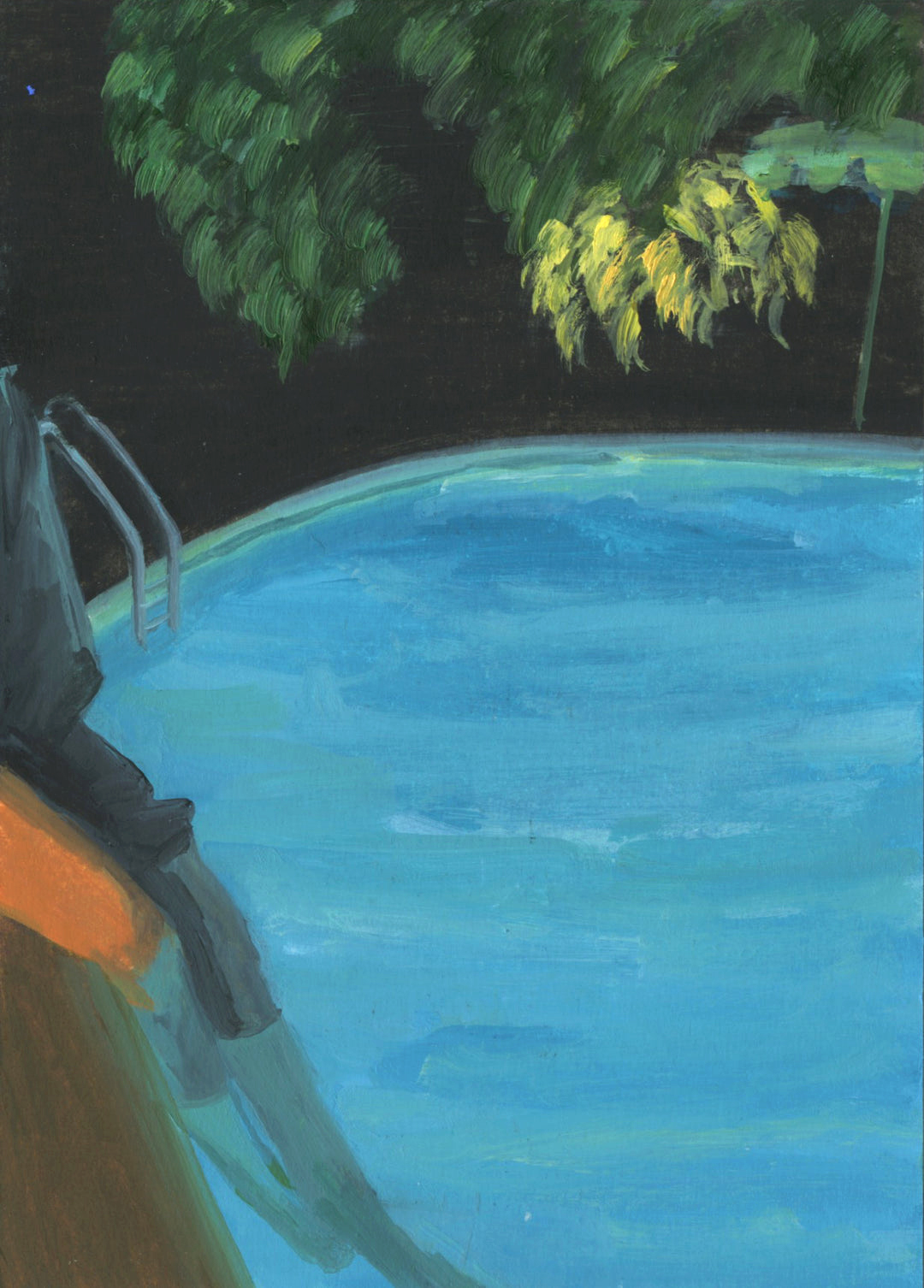 Inline Image - Lot 348: Evie O'Connor, 'Poolside, The Chateau', Oil and Acrylic on Paper | Sold for £550