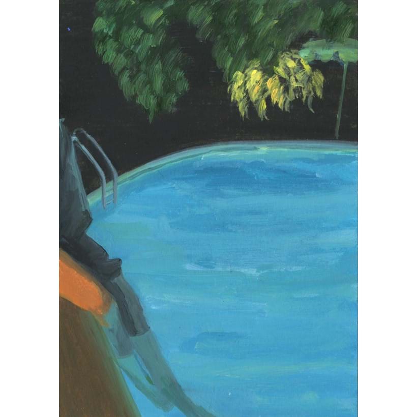 Inline Image - Lot 348: Evie O'Connor, 'Poolside, The Chateau', Oil and Acrylic on Paper | Sold for £550