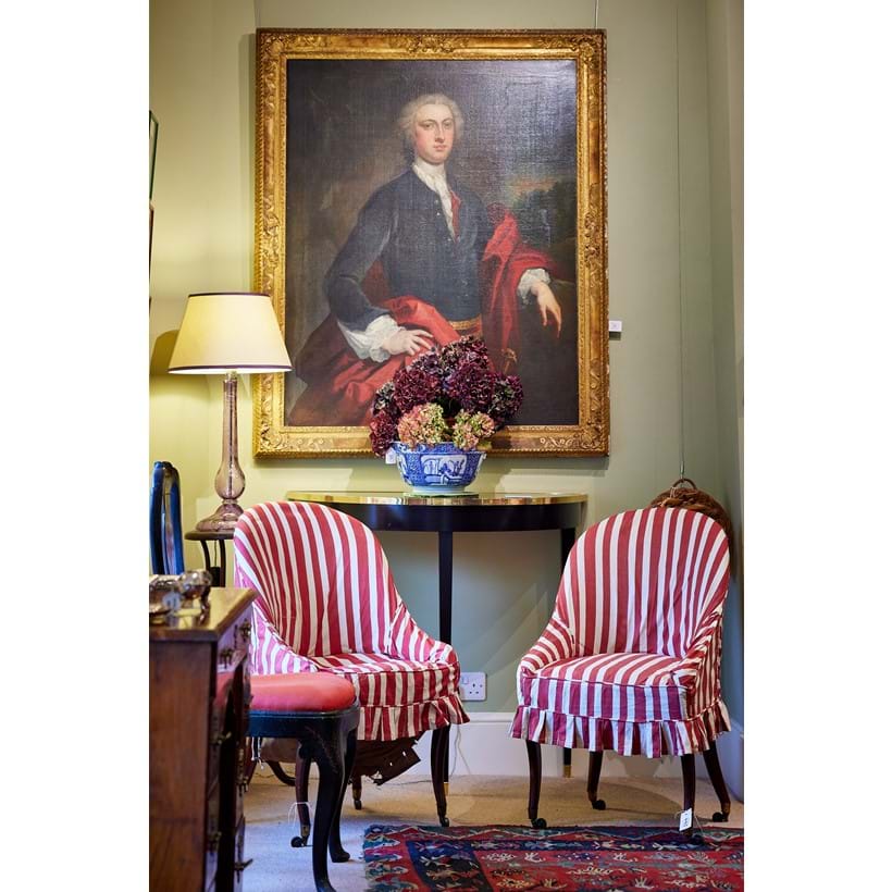 Inline Image - A pair of mahogany and red upholstered armchairs, first quarter 19th century | Sold for £1,400 (hammer price)