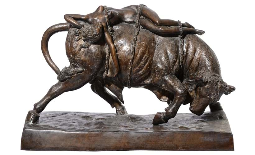 Inline Image - Lot 729: A bronze alloy group of Europa and the Bull, circa 2000 | Est. £400-600 (+ fees)