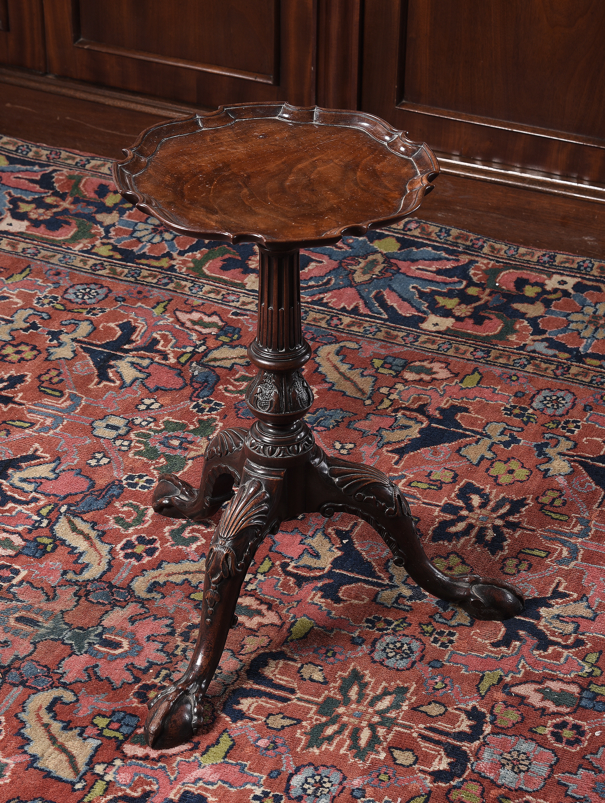 Inline Image - Lot 97: A George II carved mahogany candle stand, circa 1750 | Sold for £32,500