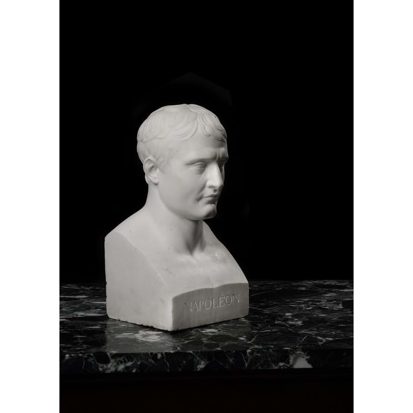 Inline Image - Lot 471: After Antonio Canova (Italian, 1757-1822), a carved Carrara marble bust of Napoleon, early 19th century | Sold for £7,500