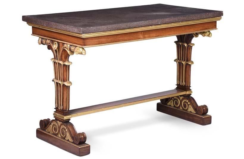 Inline Image - Lot 237: A rosewood and parcel gilt centre table in George IV style, in the manner of George Smith | Est. £2,500-3,500 (+ fees)