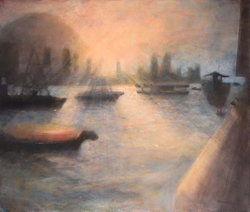 Inline Image - Lot 224: λ Bill Jacklin (British b.1943), '5pm, Hong Kong Island from Kowloon', Oil on canvas | Est. £4,000-6,000 (+ fees)