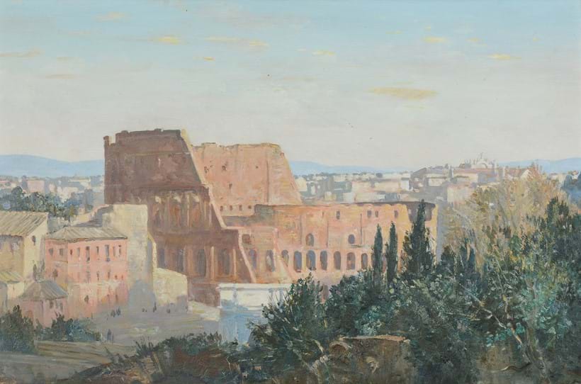 Inline Image - Lot 116: λ Charles Ernest Cundall (British 1890-1971), 'The Colosseum, Rome', Oil on panel | Est. £800-1,200 (+ fees)