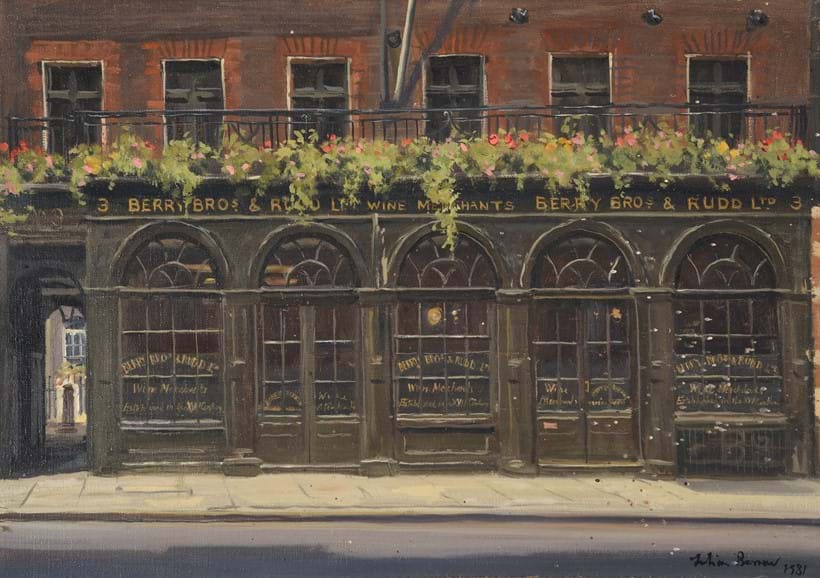 Inline Image - Lot 152: λ Julian Barrow (British 1939-2013), 'Berry Bros. & Rudd Ltd., Wine Merchants, London', oil on canvas | Est. £800-1,200 (+ fees)