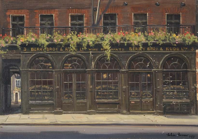 Inline Image - Lot 152: λ Julian Barrow (British 1939-2013), 'Berry Bros. & Rudd Ltd., Wine Merchants, London', oil on canvas | Est. £800-1,200 (+ fees)