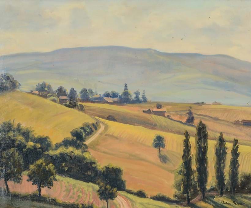 Inline Image - Lot 151: λ Julian Barrow (British 1939-2013), 'Vineyards in Beaujolais, France', oil on canvas | Est. £400-600 (+ fees)