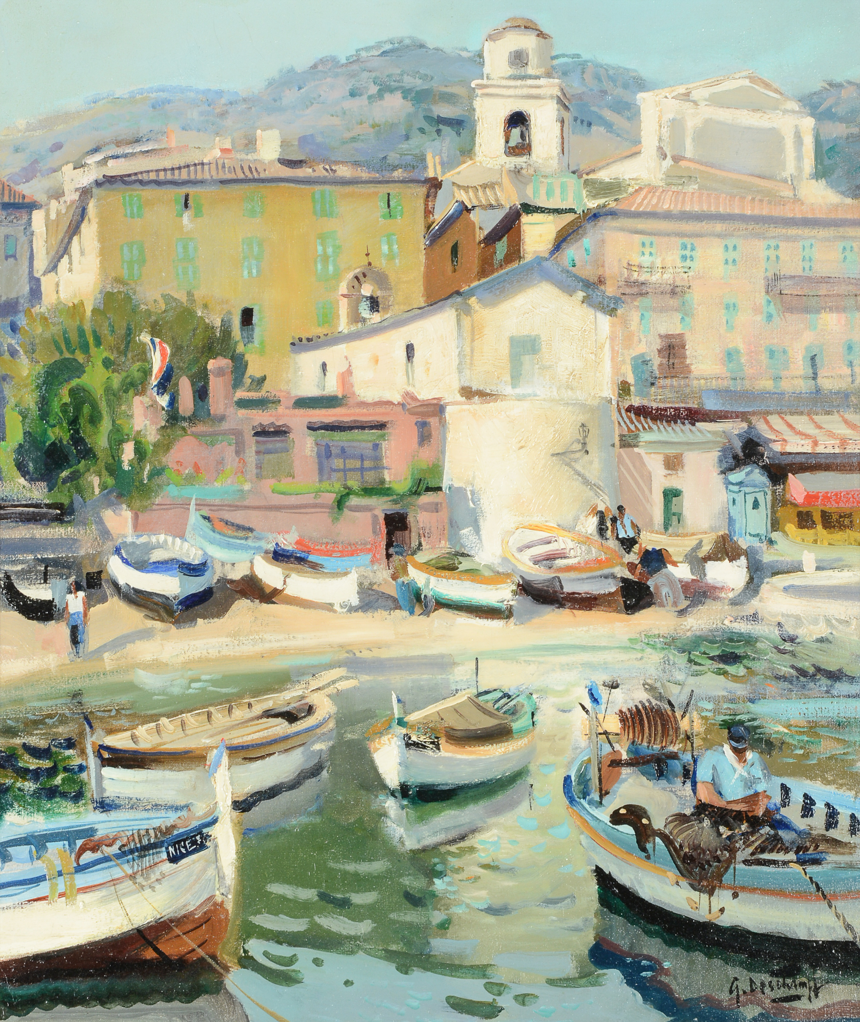 Inline Image - Lot 108: λ Gabriel Deschamps (French b.1919), 'Villefranche, Côte d'Azur', Oil on canvas | Est. £1,000-1,500 (+ fees)