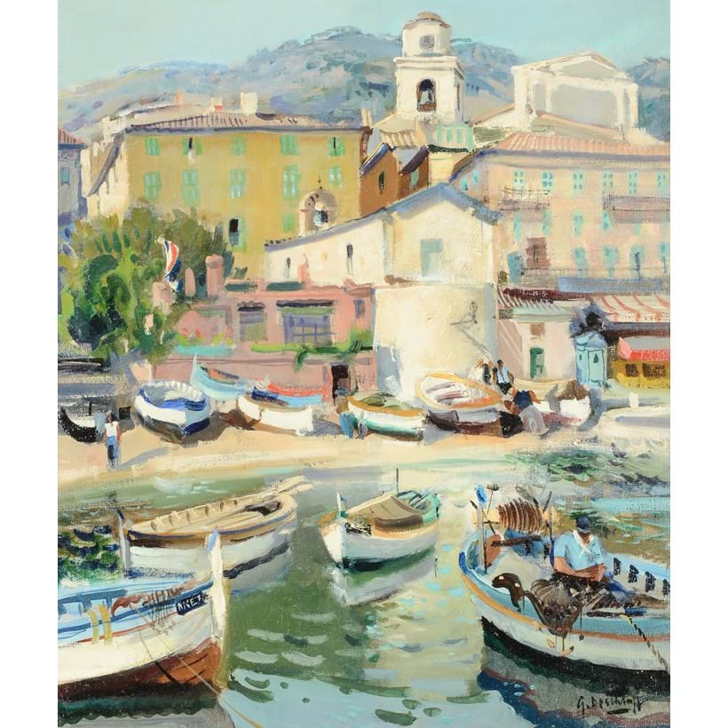 Inline Image - Lot 108: λ Gabriel Deschamps (French b.1919), 'Villefranche, Côte d'Azur', Oil on canvas | Est. £1,000-1,500 (+ fees)
