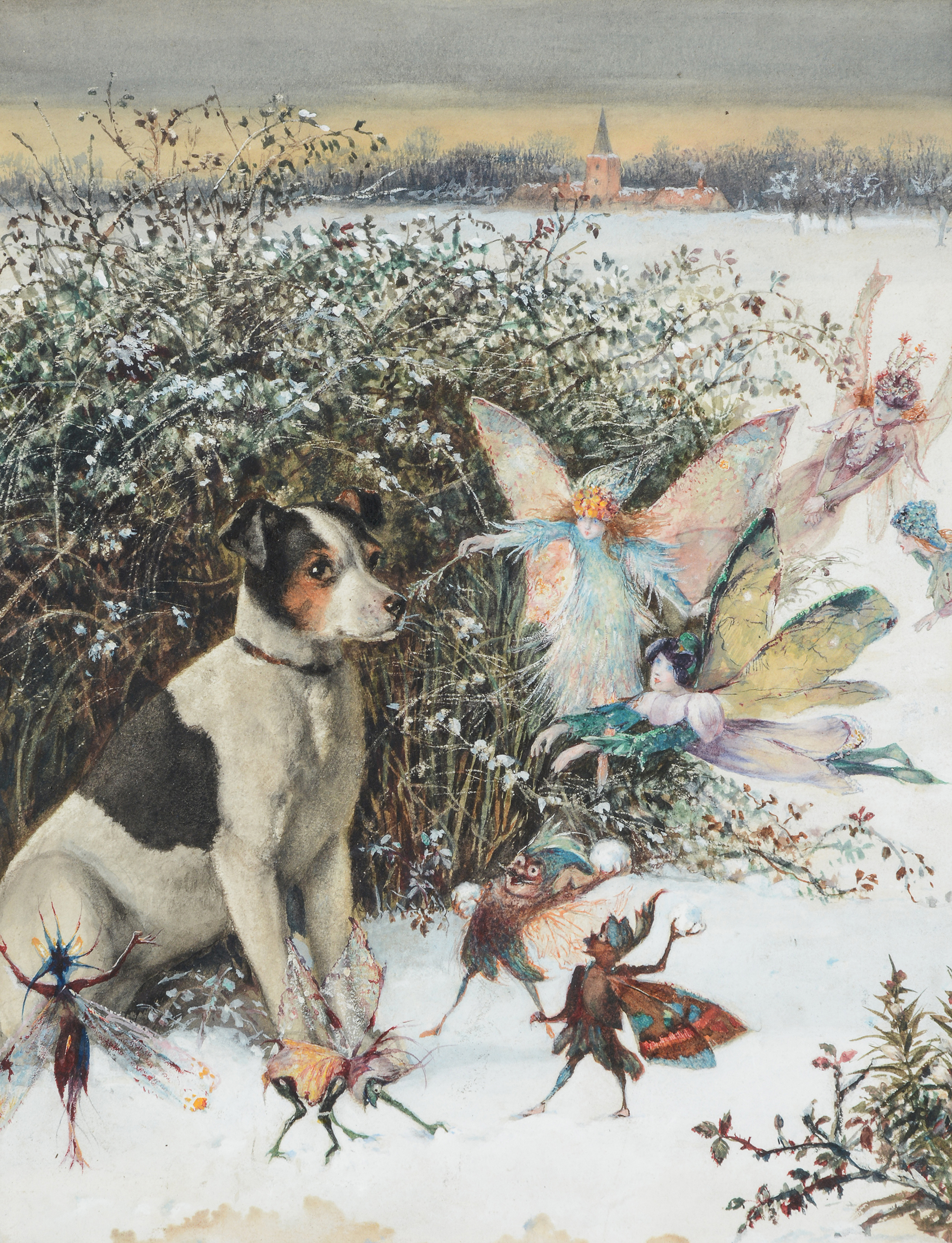 Inline Image - Lot 162: John Anster Fitzgerald (British 1832-1906), 'Snowy mischief', watercolour and bodycolour | Est. £15,000-25,000 (+ fees)