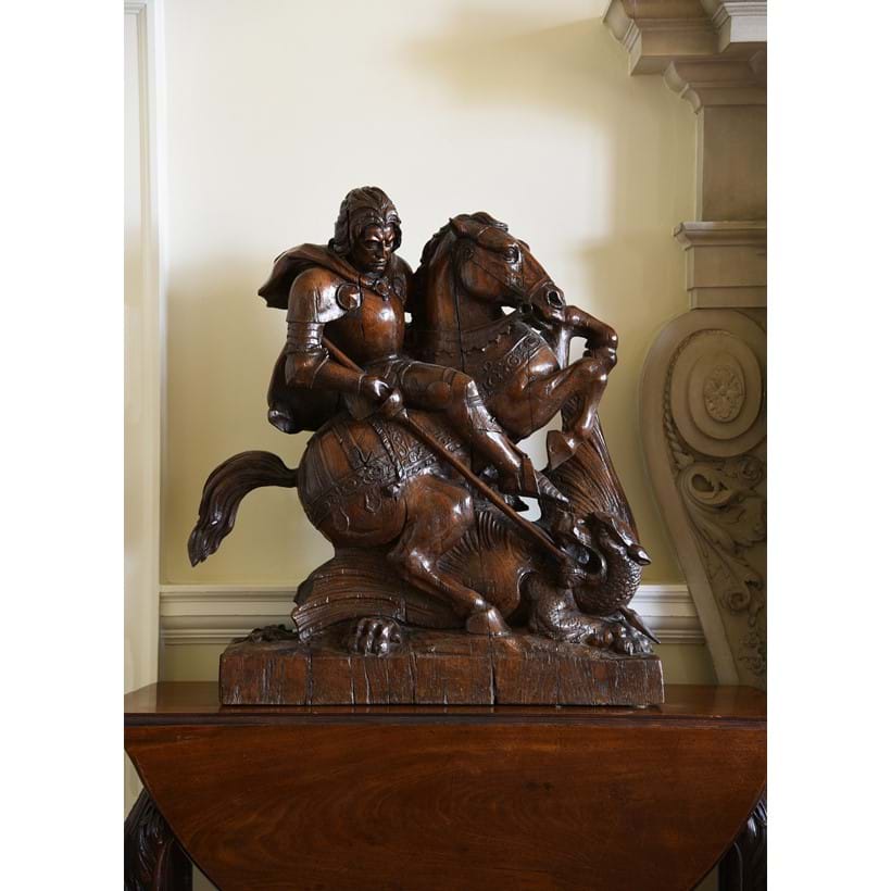 Inline Image - Lot 15: A large carved oak model of St. George and the Dragon, probably early/mid 19th century, North European | Est. £2,500-3,500 (+ fees)
