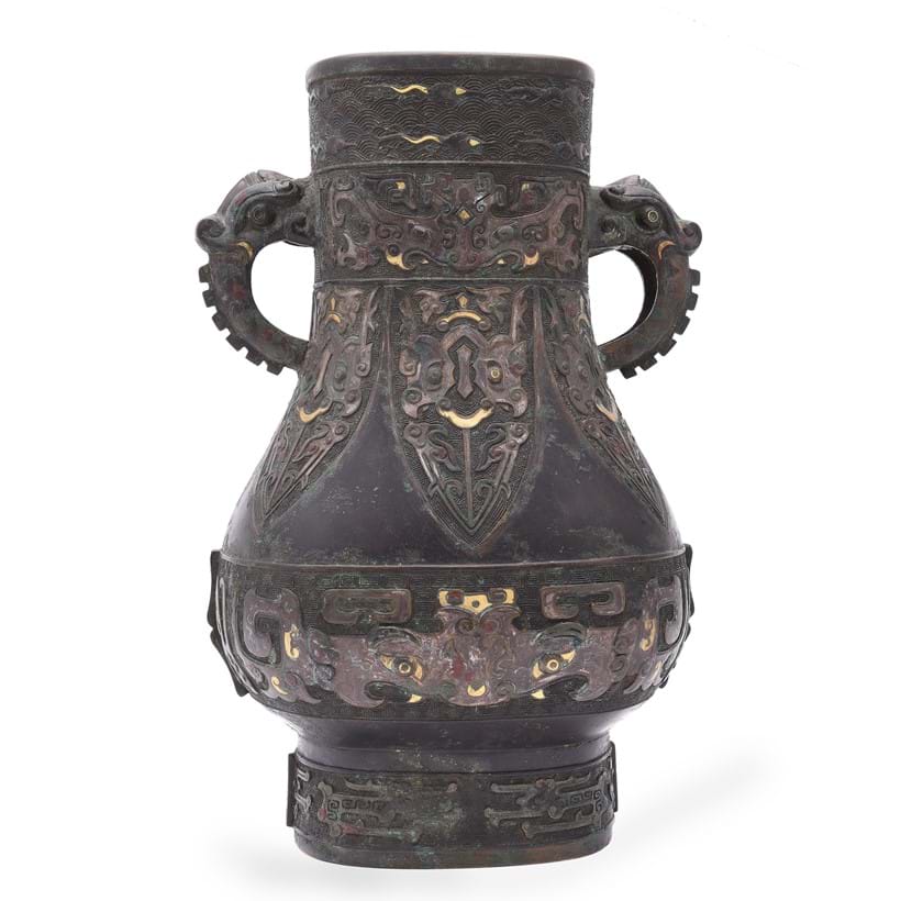 Inline Image - Lot 29: A Chinese bronze archaistic vase, hu, Qing Dynasty | Sold for £25,000
