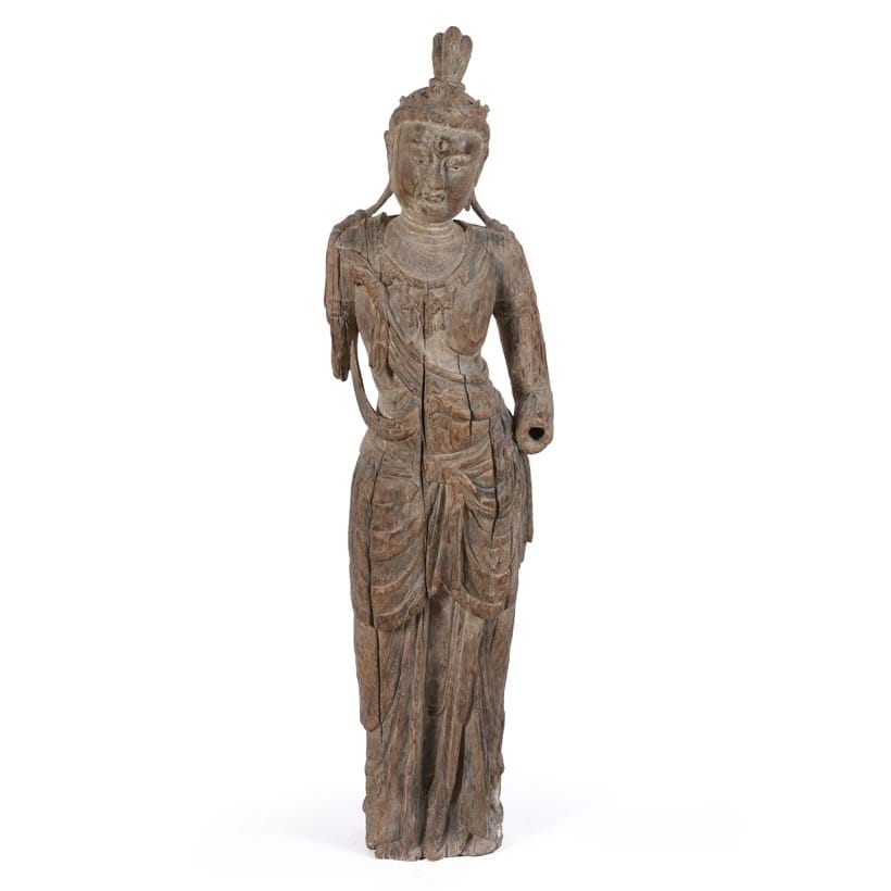 Inline Image - Lot 131: A large Chinese wooden figure of Bodhisattva, Ming dynasty | Sold for £85,000