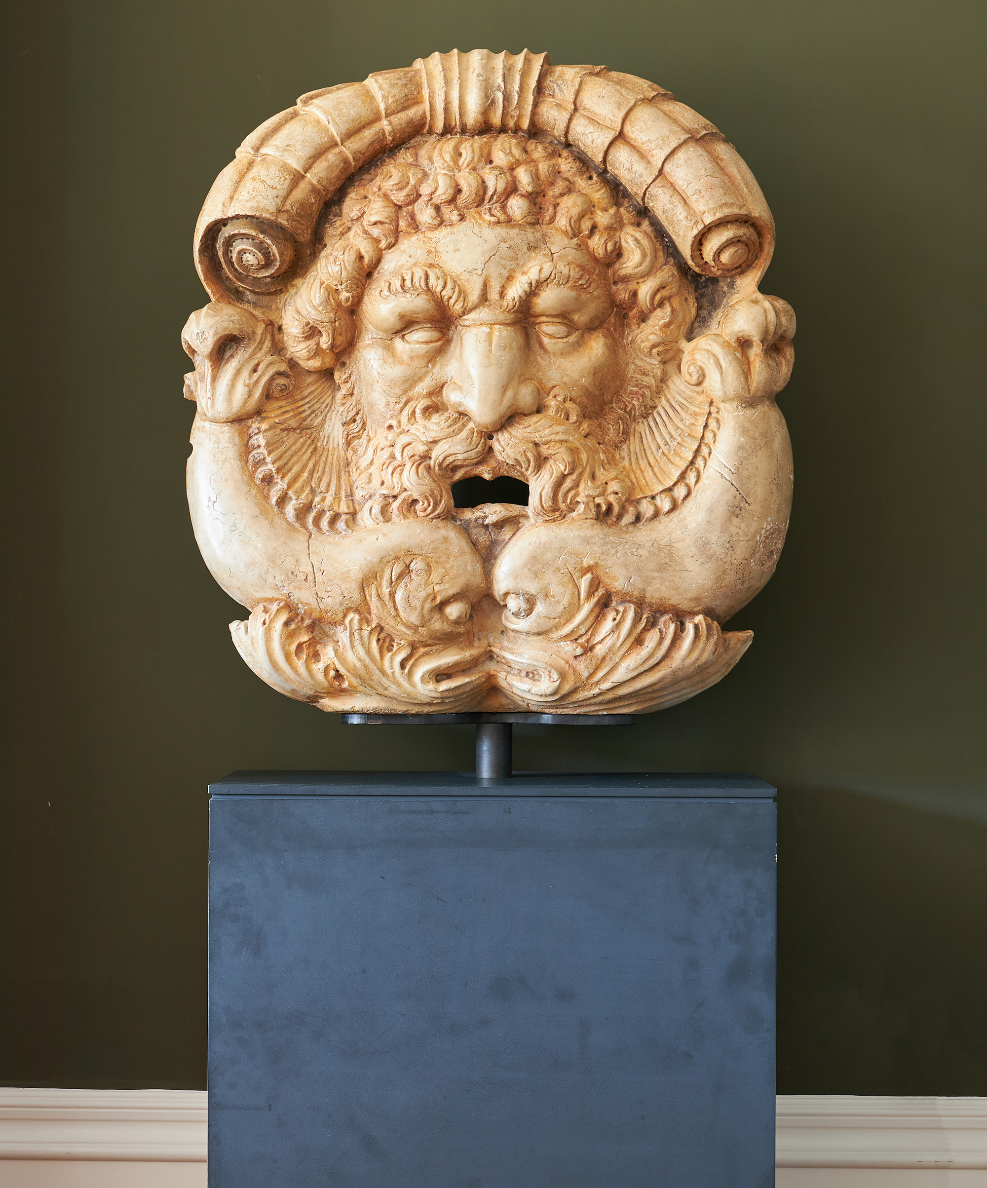 Inline Image - Lot 69: After Bartolomeo Bassi, a monumental Verona marble mascaron of Poseidon, Italian, 20th century | Est. £4,000-6,000 (+ fees)