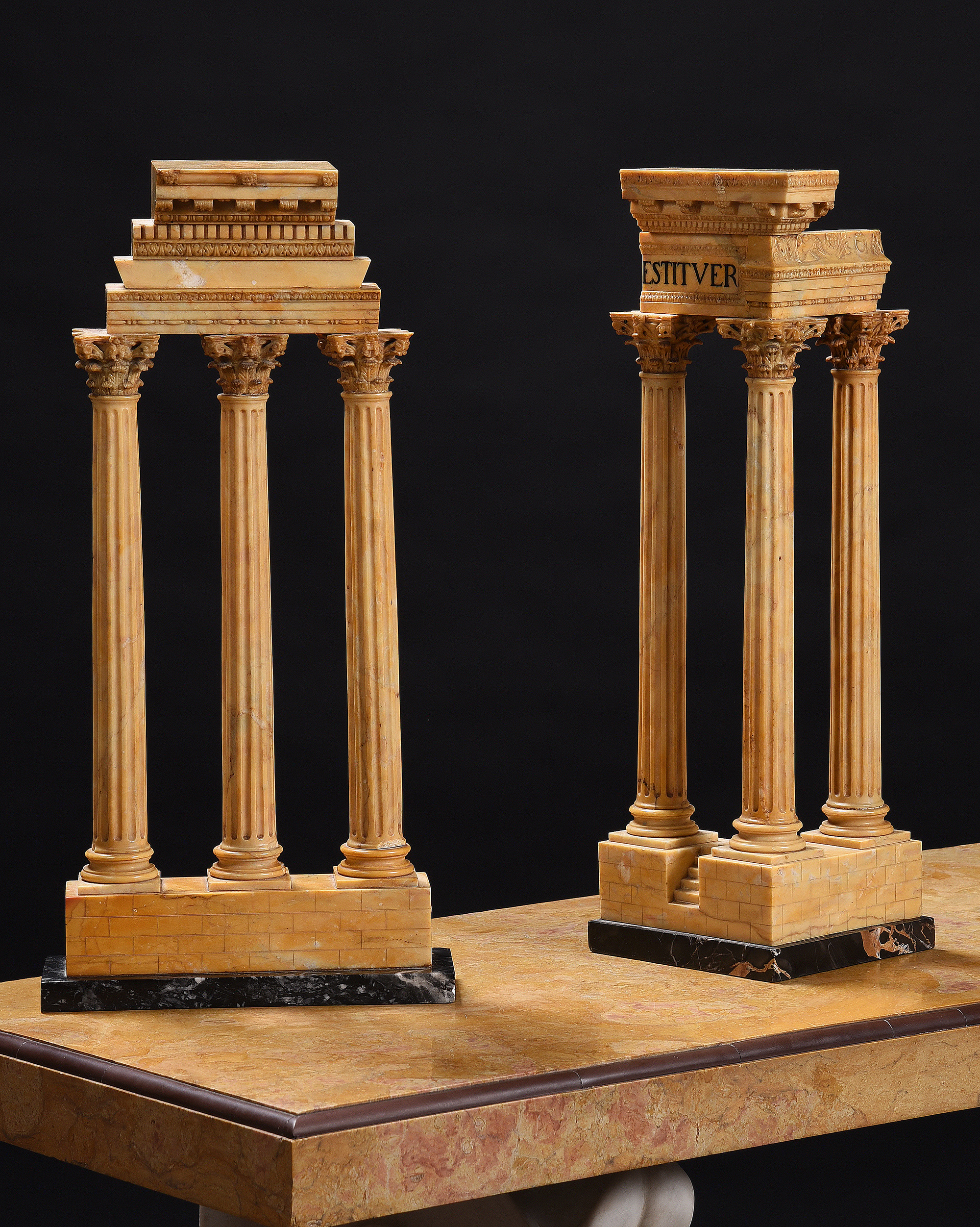 Inline Image - Lot 5: Two giallo antico models of the Temples of Vespasian and Castor and Pollux, Rome, 19th century | Est. £3,000-5,000 (+ fees)