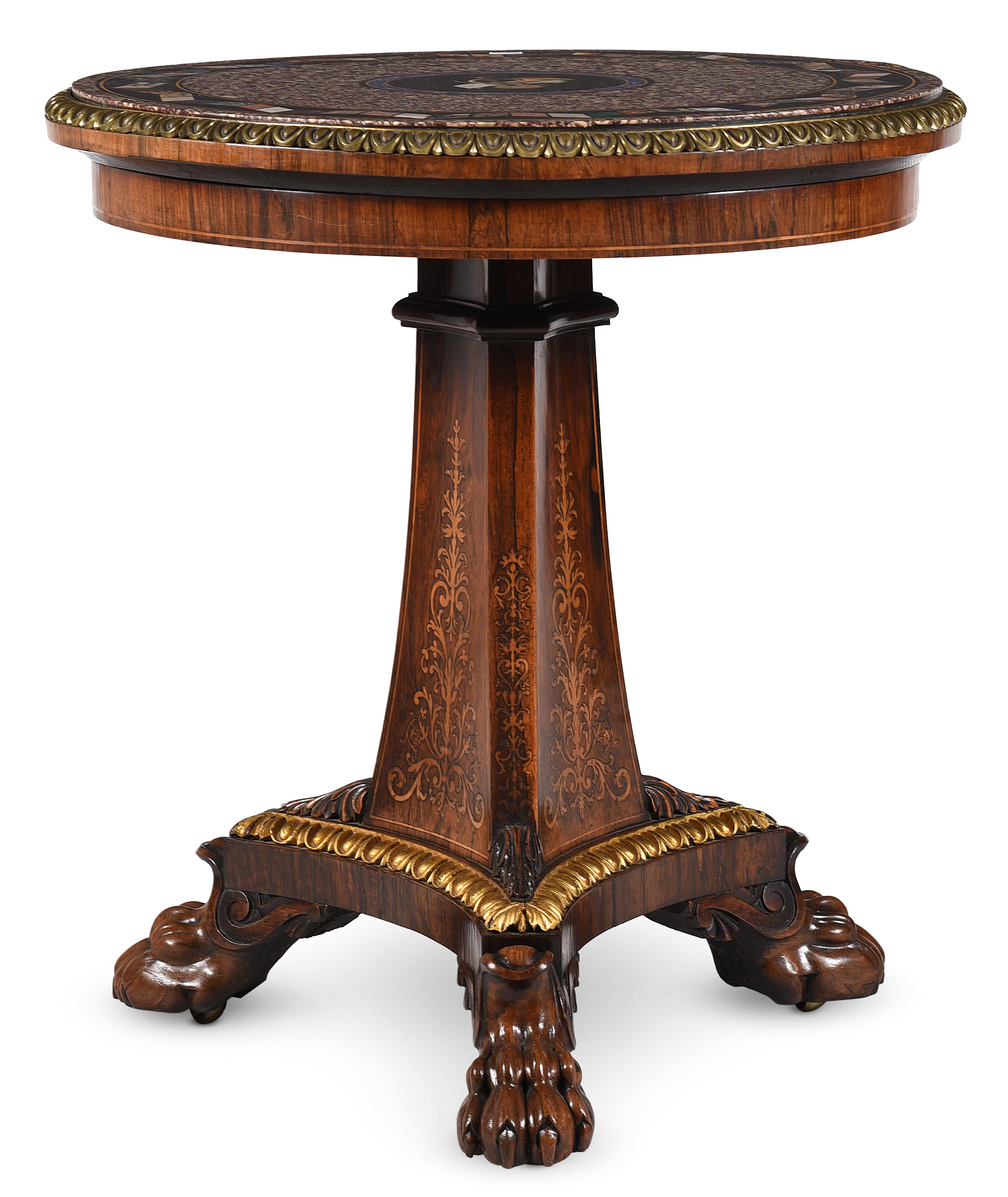 Inline Image - Lot 21: A pietre dure and specimen marble top table, the marble top Florentine, second half of the 19th century, the table base 19th century | Est. £10,000-15,000 (+ fees)