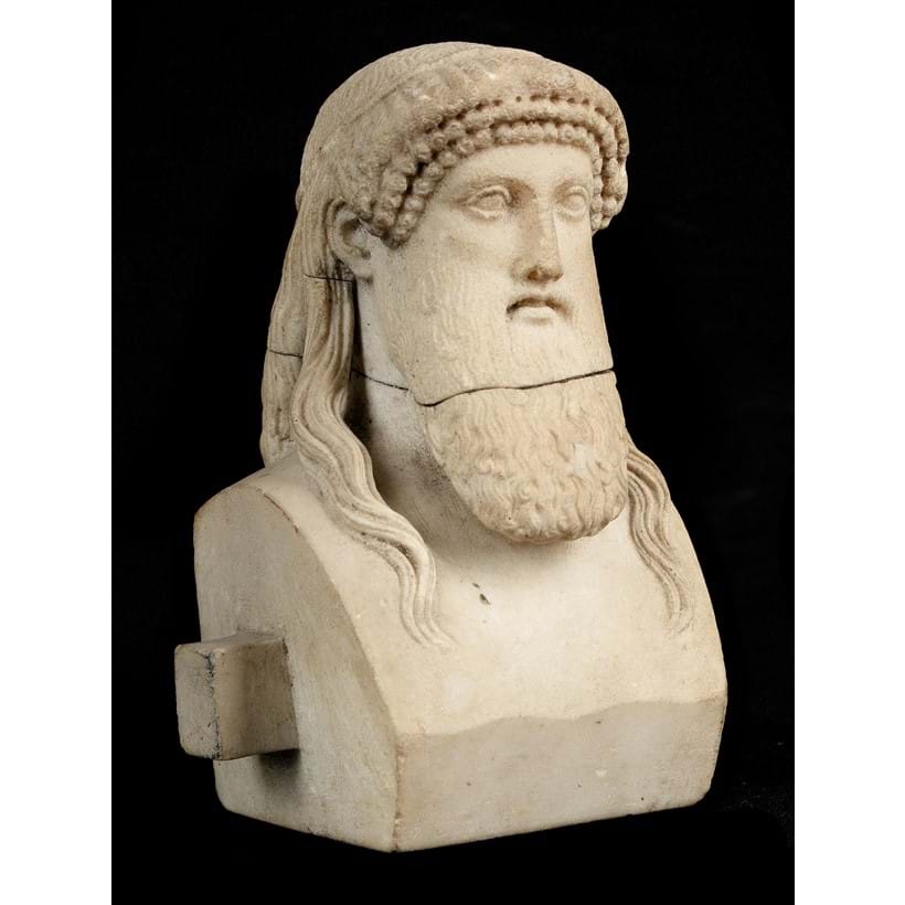 Inline Image - Lot 63: After the Greek antique, a small carved stone herm bust, Italian, possibly late 18th century | Est. £800-1,200 (+ fees)