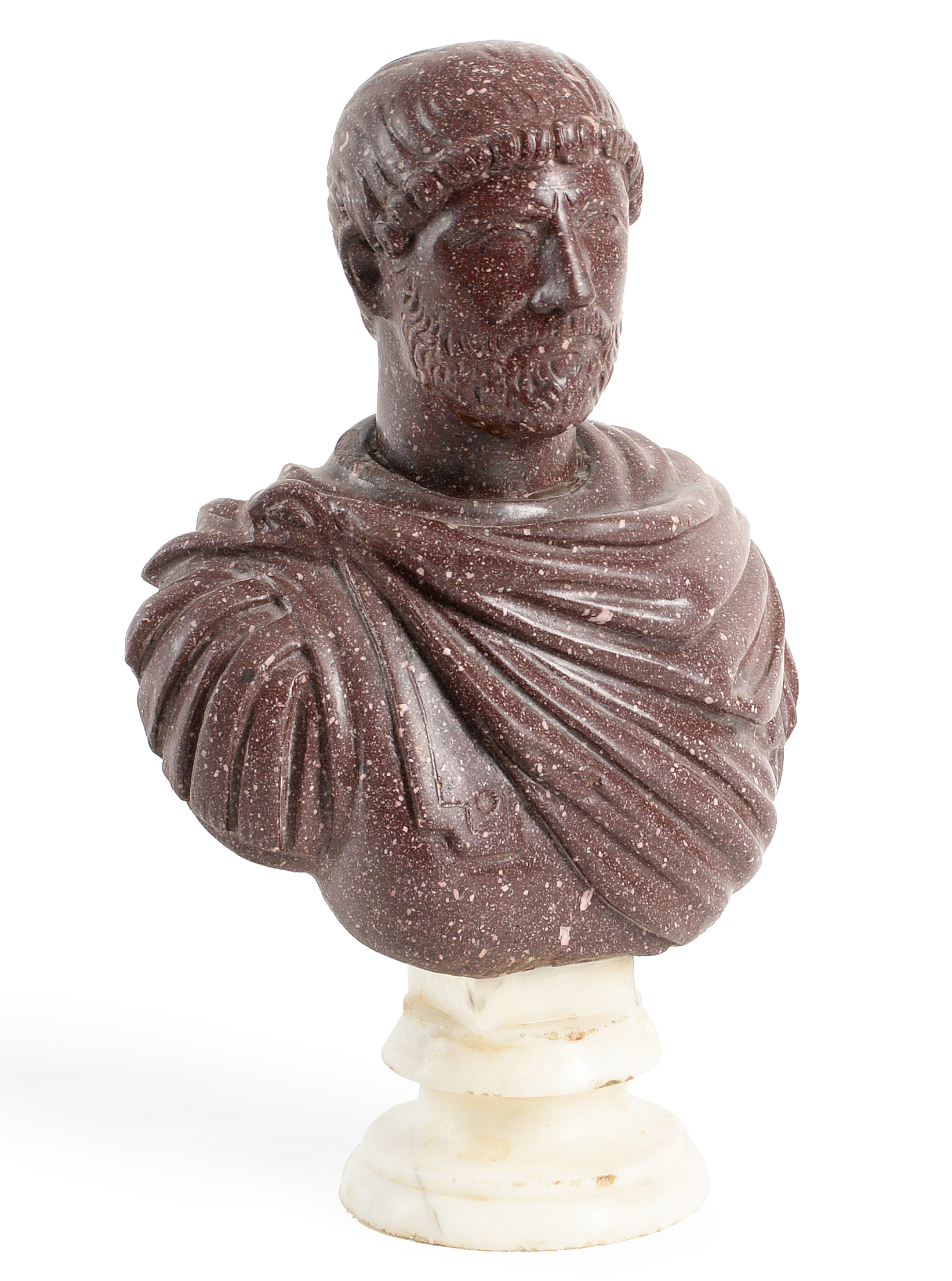 Inline Image - Lot 28: A carved red porphyry bust of Emperor Hadrian, Italian, 17th century style | Est. £2,000-3,000 (+ fees)