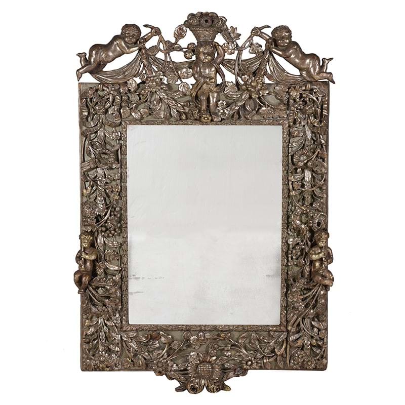A William & Mary carved and silvered wall mirror, circa 1690