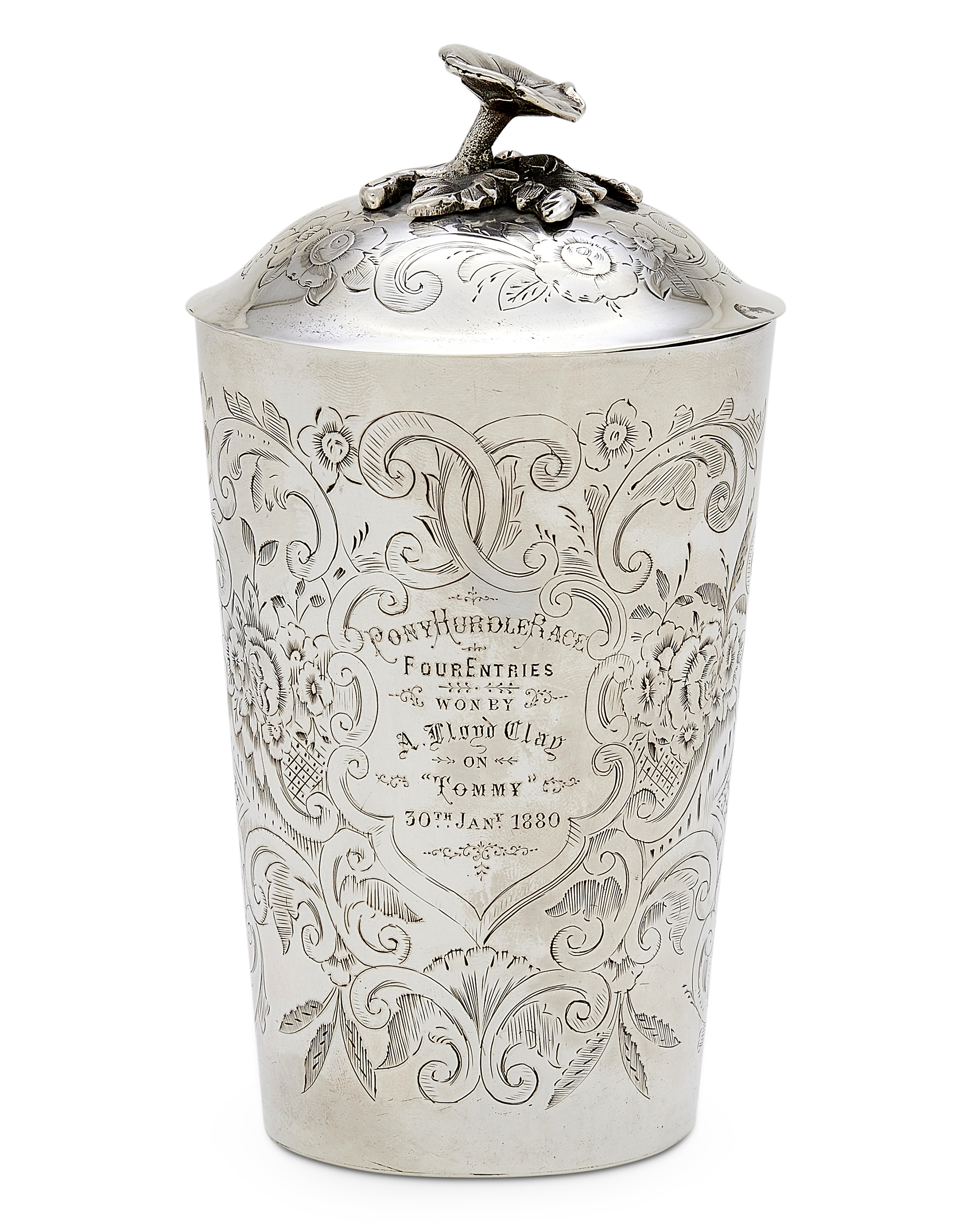 Inline Image - Lot 86: An Indian Colonial silver beaker and lid, Hamilton & Co., Calcutta circa 1880 | Est. £200-300 (+ fees)