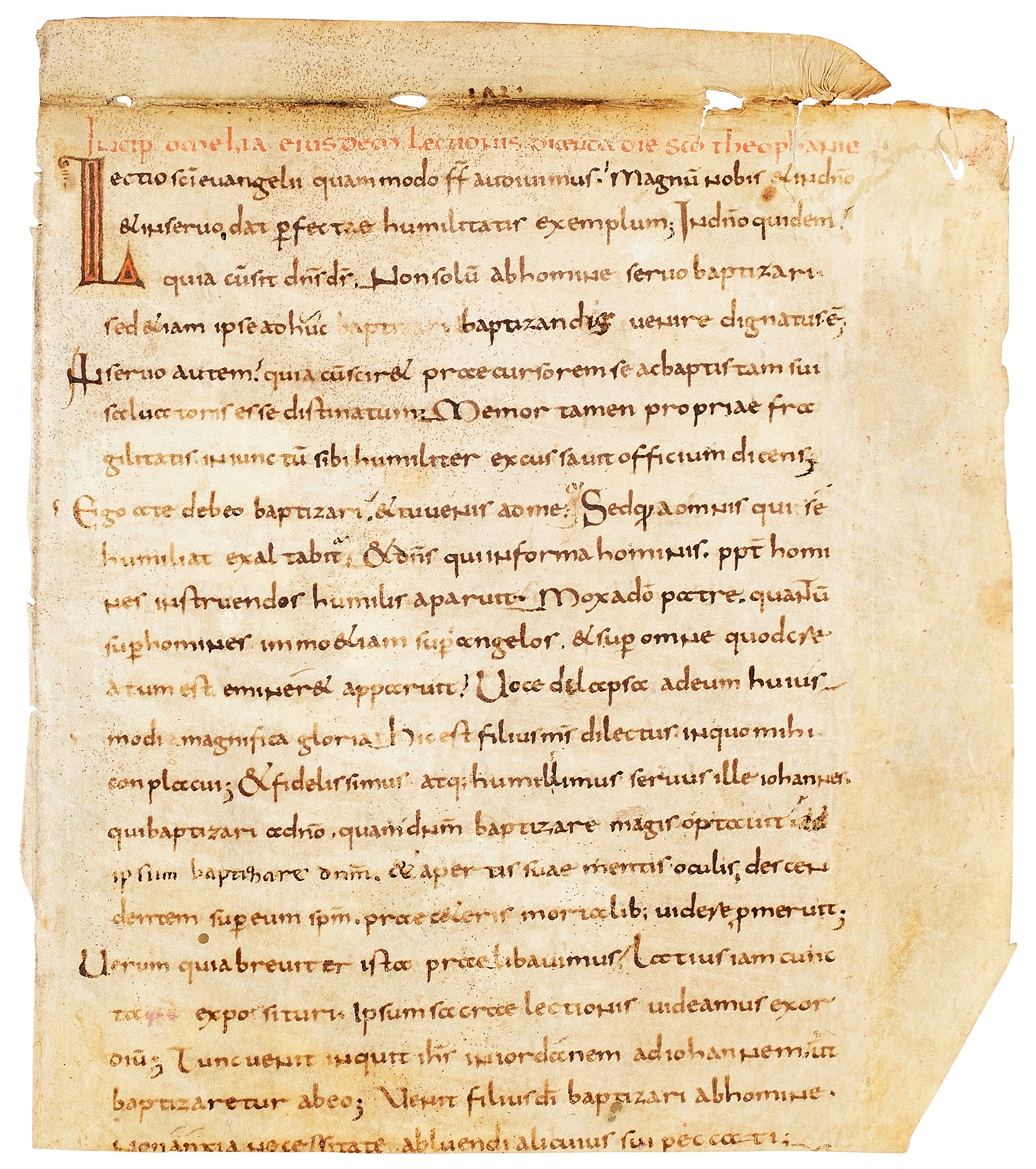 Inline Image - Lot 1: Ɵ Three cuttings from an exceptionally early manuscript of Paul the Deacon's Homiliary, in Latin, on parchment [Rhineland, late eighth or early ninth century] | Est. £25,000-35,000 (+ fees)