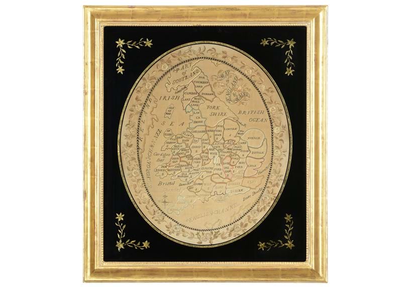 Inline Image - Lot 6: A George III silkwork counties map of England & Wales, late 18th or early 19th century | Est. £300-500 (+ fees)