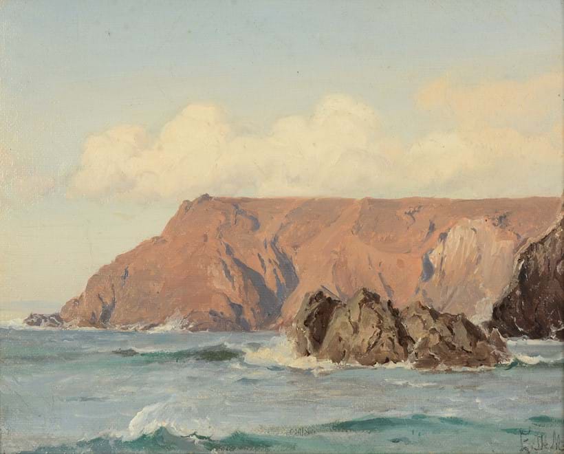 Inline Image - Lot 178: Edoardo Federico de Martino (Italian 1838-1912), 'Coastal View, Costa di Portogallo', Oil on canvas-board | Est. £300-500 (+ fees)