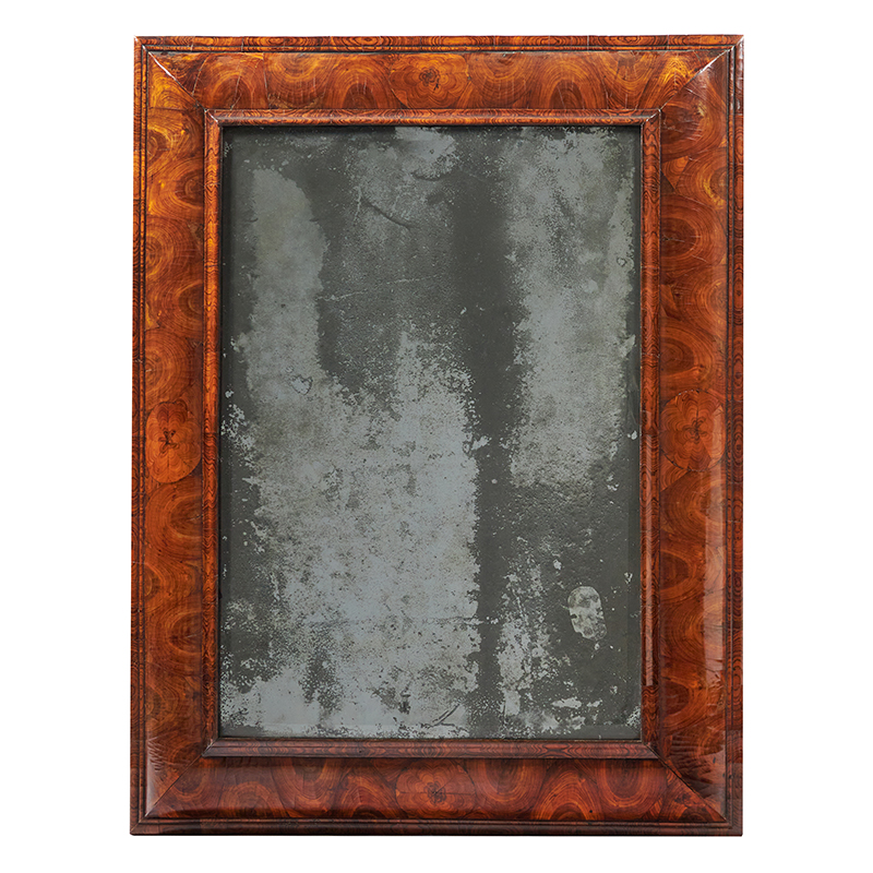 Lot 413: A matched pair of Charles II kingwood oyster veneered wall mirrors, in the manner of Thomas Pistor, circa 1685