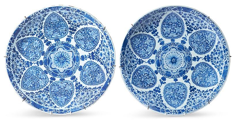 Inline Image - Lot 321: A large pair of blue and white dishes for the Islamic market, Kangxi Period | Formerly from Easton Neston
