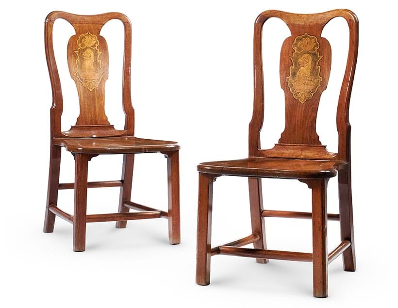Inline Image - A pair of Chinese export padouk and marquetry side chairs, late 18th/early 19th century | Formerly from Godmersham Park