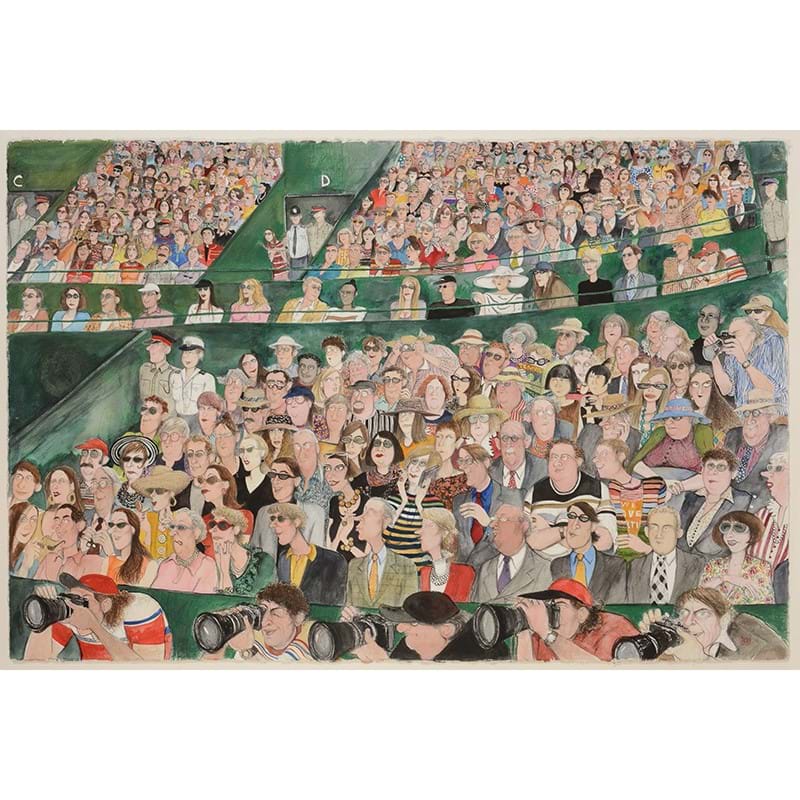 λ Sue Macartney Snape (b. 1957), 'Spectators, Wimbledon, 1999', Watercolour