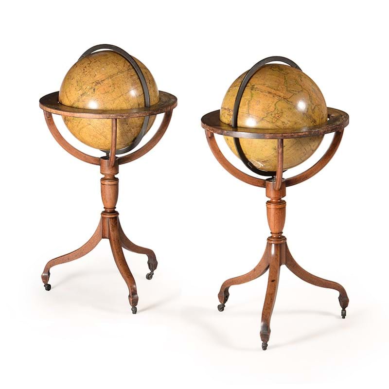 A pair of Regency fifteen-inch library globes, J. and W. Cary, London, 1820