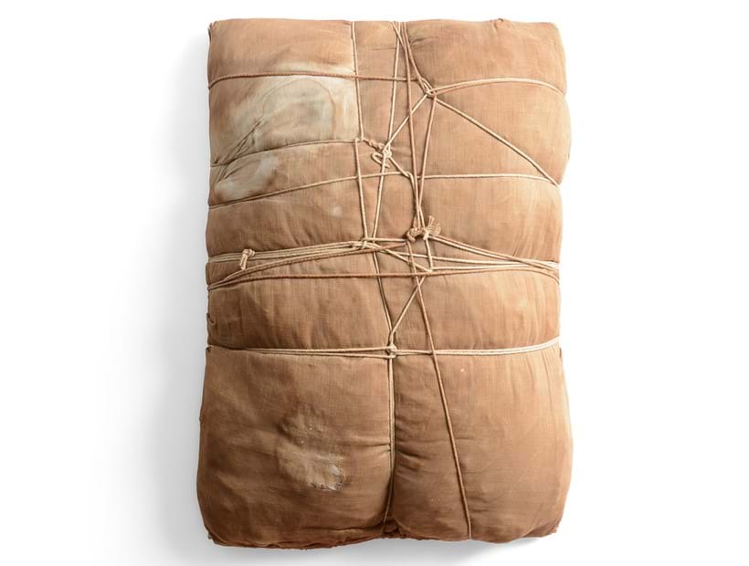 Inline Image - Lot 185: λ Christo (American/Bulgarian 1935-2020), 'Package', Fabric, rope and wood | Sold for £35,000