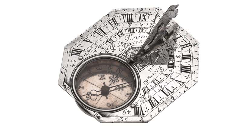 Inline Image - Lot 7: A French silver Butterfield pattern portable sundial, Pierre Le Maire, Paris, late 17th century | Est. £1,200-1,800 (+ fees)
