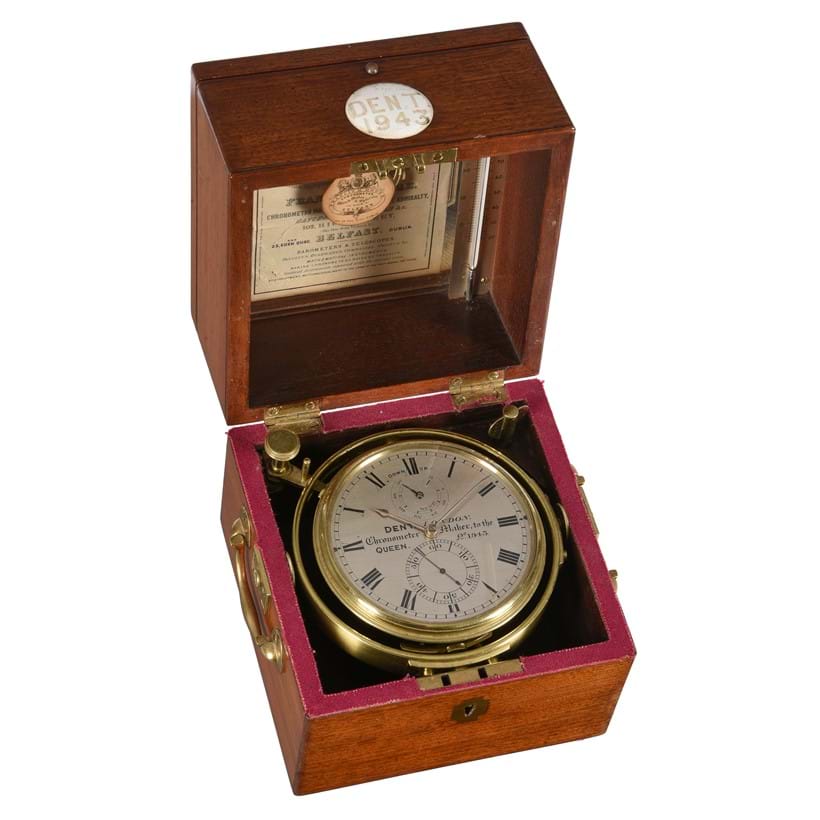 Inline Image - Lot 58: A Victorian mahogany cased two-day marine chronometer with thermometer, Dent, London, circa 1845 | Est. £2,500-3,500 (+ fees)