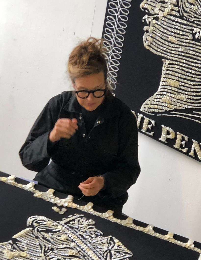 Inline Image - Ann Carrington at work on the Pearly Queen | Photo credit: Adrian Myers