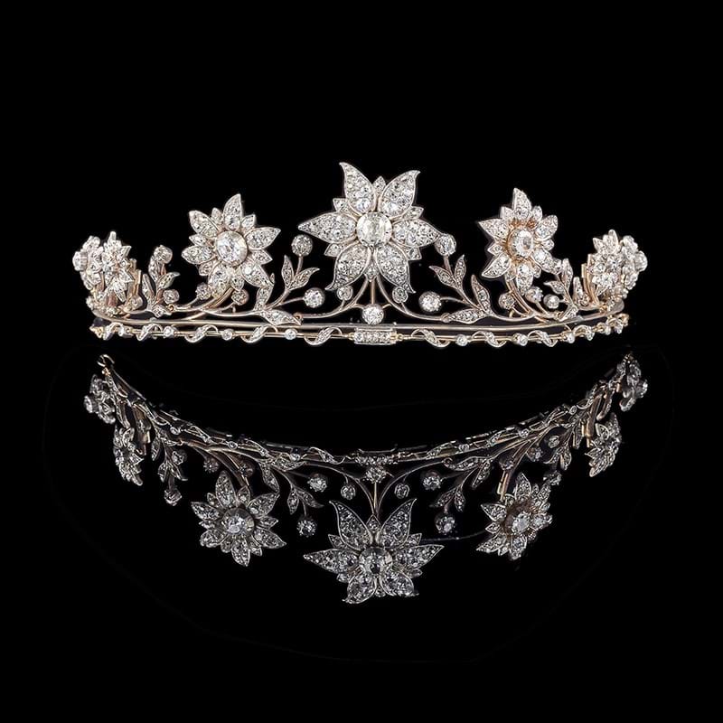 An early 20th century convertible diamond floral tiara/necklace, circa 1910
