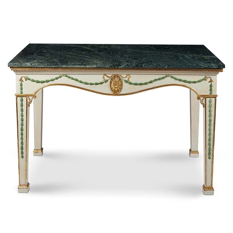 A giltwood and painted console table in George III style, designed by Oliver Messel