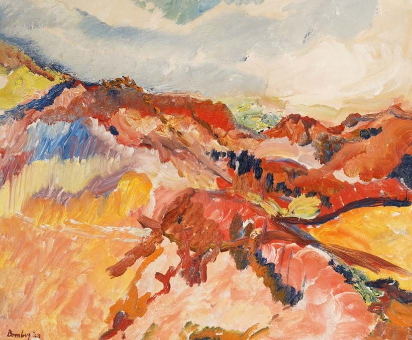 Inline Image - Lot 59: λ David Bomberg (British 1890-1957), 'Hills above Chrisostomas Monastery, Cyprus', Oil on canvas | Sold for £200,000