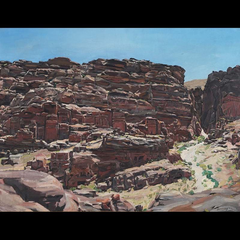 λ David Bomberg (British 1890-1957), 'Rock Facade, Petra', Oil on canvas