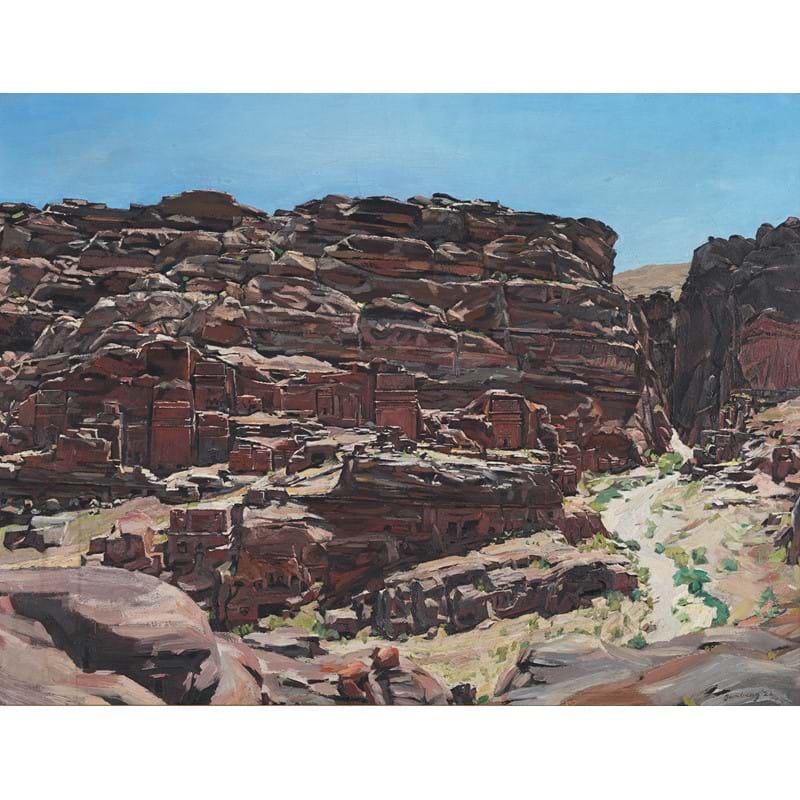 λ David Bomberg (British 1890-1957), 'Rock Facade, Petra', Oil on canvas