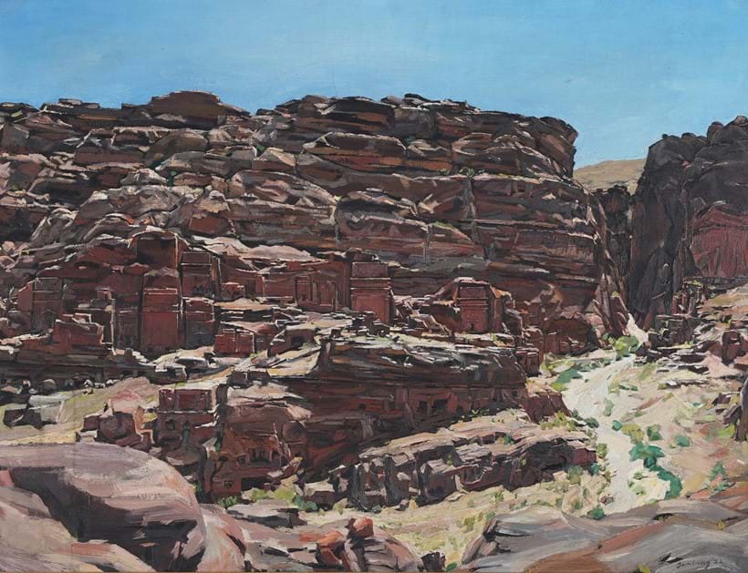 Inline Image - Lot 48: λ David Bomberg (British 1890-1957), 'Rock Facade, Petra', Oil on canvas | Sold for £487,500