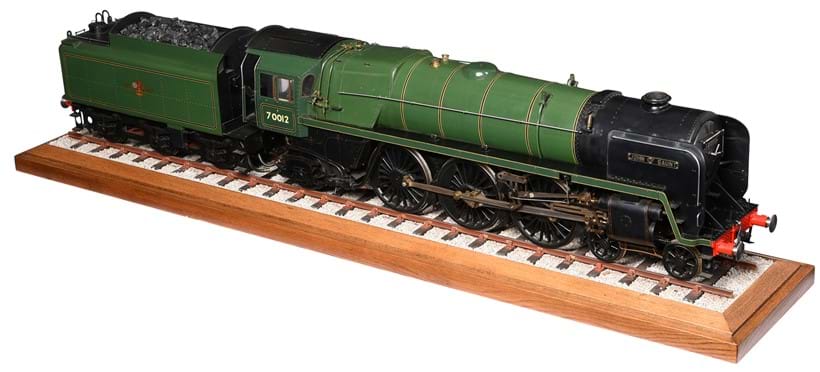 Inline Image - Lot 69: A fine exhibition quality model of a 5 inch gauge Britannia Class live steam 4-6-2 locomotive and tender No 70012 'John O'Gaunt' | Est. £30,000-40,000 (+ fees)