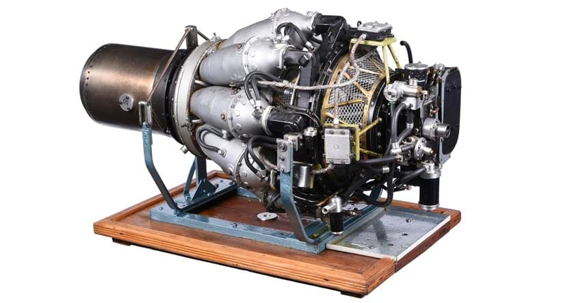 Inline Image - Lot 23: A gold medal winning exhibition ⅕ inch scale model of the 1950's Rolls Royce Derwent Mark 9 turbojet aero engine | Est. £3,000-4,000 (+ fees)