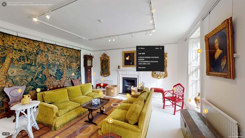 Inline Image - When you have found a lot you are interested in, hover over and click the orange tag (circle) to view the lot details: lot number and link through to lot listing.