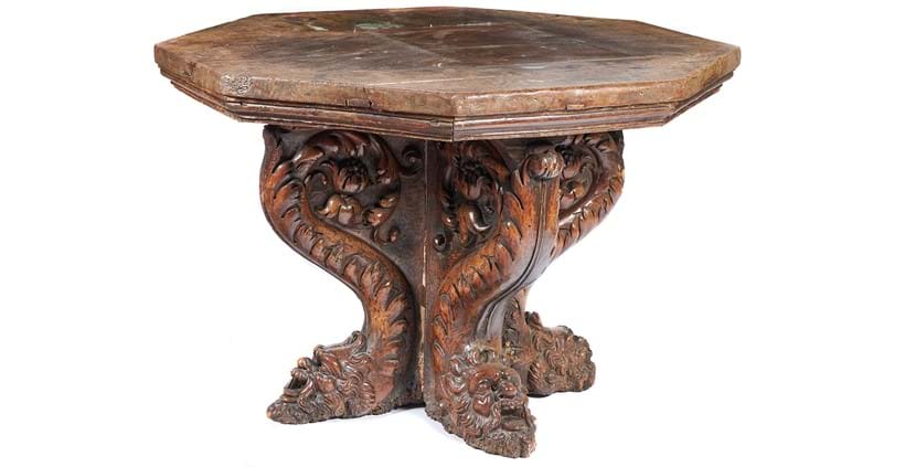 Inline Image - Lot 365: A Continental carved walnut centre table, probably Italian, late 17th century | Sold for £40,000