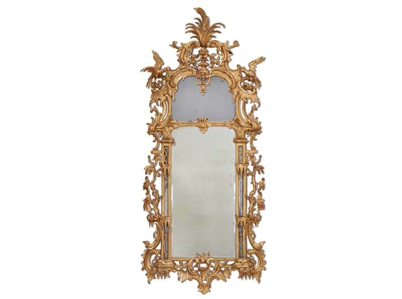 Inline Image - Lot 41: A carved giltwood mirror, late 18th/early 19th century, in the manner of Thomas Chippendale | Sold for £32,500