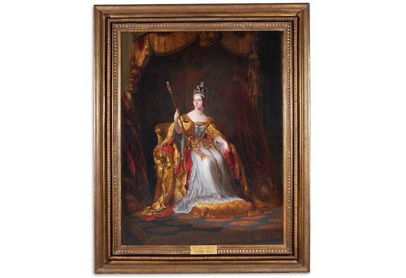 Inline Image - Lot 86: Sir George Hayter (British 1792-1871) and Studio, 'Portrait of H. M. Queen Victoria, full length, in coronation robes', oil on canvas | Est. £7,000-10,000 (+ fees)